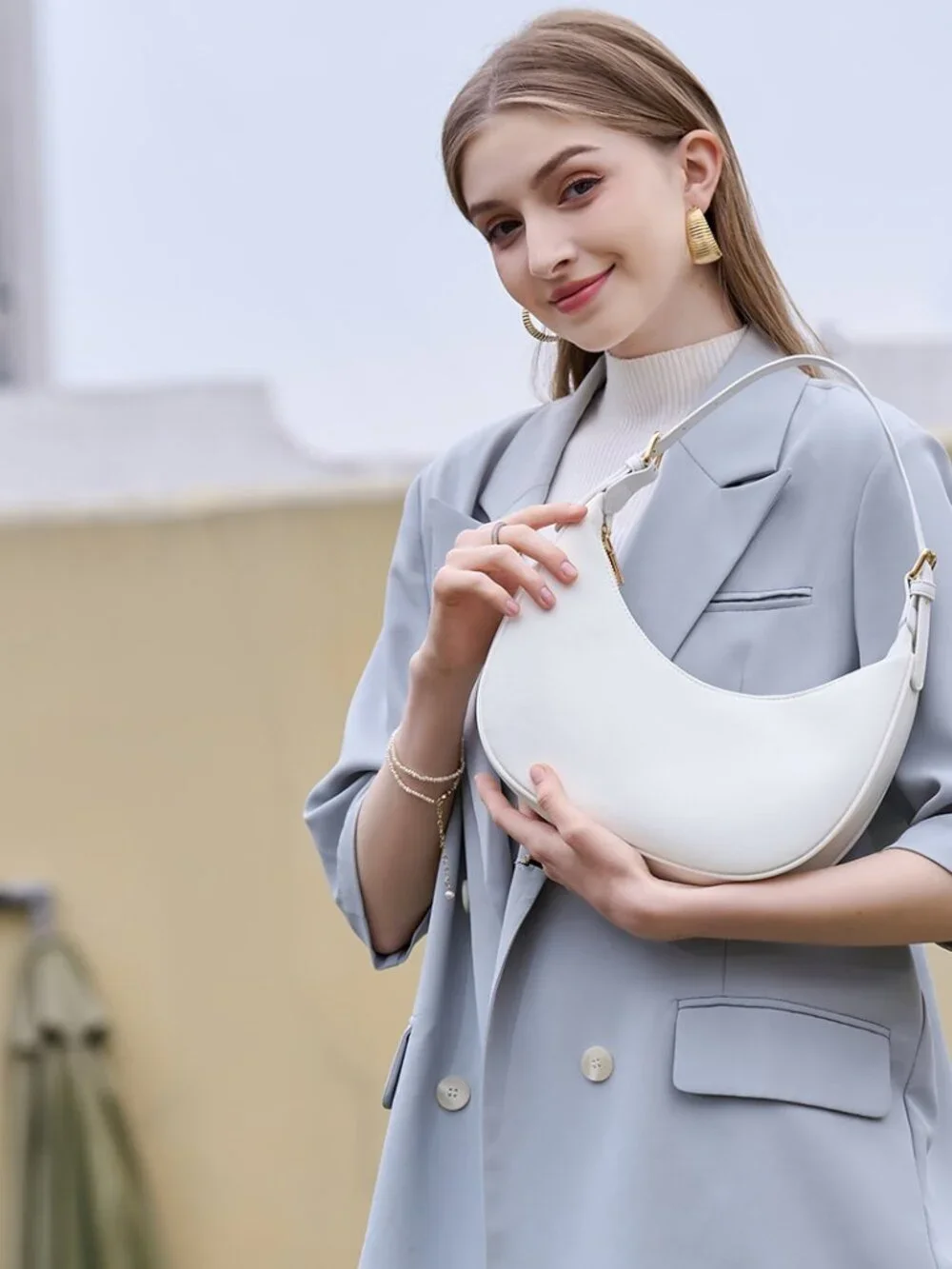 Faux Leather Hobo Crossbody Bag with Zipper Closure